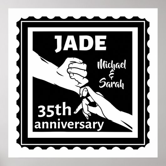 35. Hochzeitstag mit Händen Poster (Vorne)