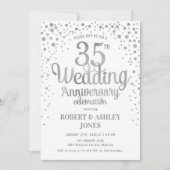 35. Hochzeitstag - Silber & Weiß Einladung (Vorderseite)