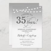35. Hochzeitstag - Silberweiß Einladung (Vorne/Hinten)