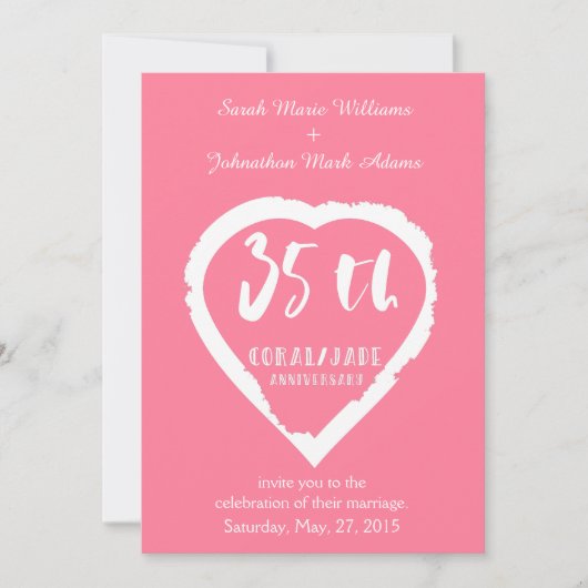 35. Hochzeitstag traditionelle Korallenjade Einladung (Vorderseite)