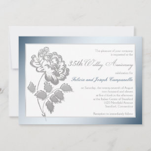 35. Hochzeitstag Weiß, Silber Pfingstrose Einladun Einladung