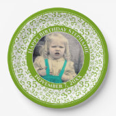 35 Ihr Foto Random Number Pattern Grün/Weiß Pappteller (Vorderseite)