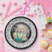 35 Ihr Foto Random Zahlenmuster Schwarz/Weiß Pappteller (Party)