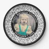 35 Ihr Foto Random Zahlenmuster Schwarz/Weiß Pappteller (Vorderseite)