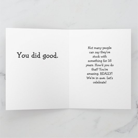 35 Jahre auf dem Arbeitsplatz 35 Jahre Arbeitsjubi Karte (Innenseite)