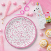 35 Jahre Random Zahlenmuster Pink/Weiß Pappteller (Party)