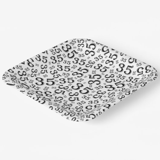 35 Jahre Random Zahlenmuster Schwarz/Weiß Pappteller (Gewinkelt)