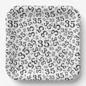 35 Jahre Random Zahlenmuster Schwarz/Weiß Pappteller (Vorderseite)