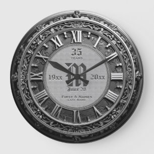 35 Jahre Vintage Silber Hochzeit Jubiläum Große Wanduhr