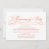 35. Jahrestag | Weiß/Koralle Einladung (Vorderseite)