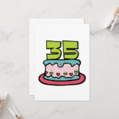 35-jähriger Geburtstagskuchen Karte (Vorderseite/Rückseite Beispiel)