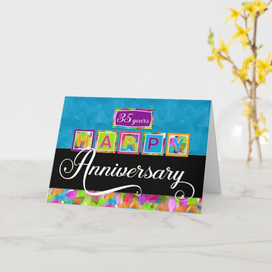 35-jähriges Bestehen - farbenfroh Karte (Gelbe Blume)