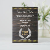 35-jähriges Jubiläum Holz & Gold Save the Date Einladung (Stehend Vorderseite)