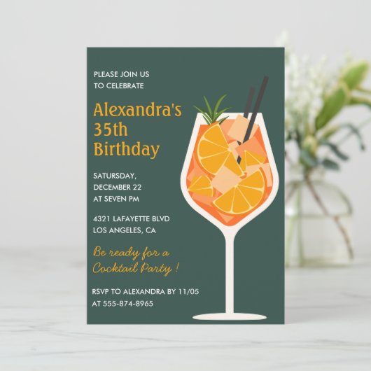 35. Jubiläum Einladung Cocktail Elegant Moderne (Stehend Vorderseite)