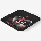 35. Jubiläum Herzblase mit roten Herzen Pappteller (Gewinkelt)