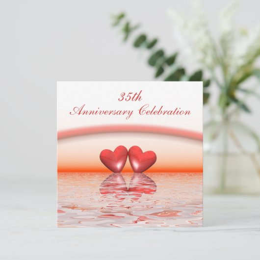 35. Jubiläum Korallenherzen Einladung (Stehend Vorderseite)