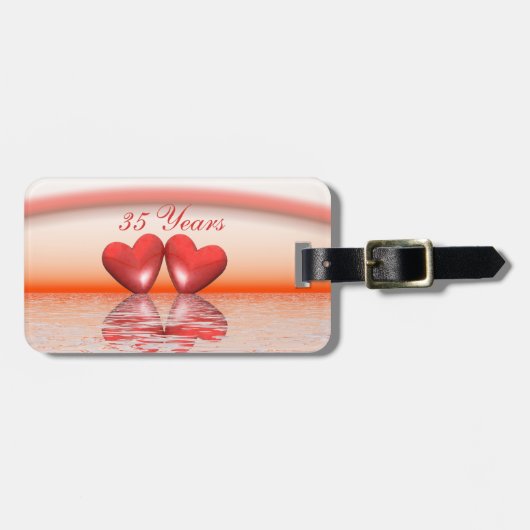 35. Jubiläum Korallenherzen Gepäckanhänger (Vorderseite horizontal)