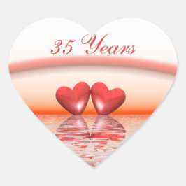35. Jubiläum Korallenherzen Herz-Aufkleber