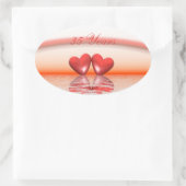 35. Jubiläum Korallenherzen Ovaler Aufkleber (Tasche)