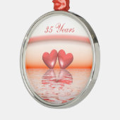 35. Jubiläum Korallenherzen Silbernes Ornament (Links)