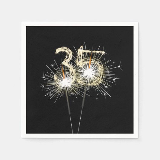 35. Jubiläum Party Sparklers auf Black Serviette (Vorderseite)