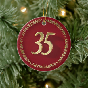 35. Jubiläum rotes Wachssiegel Keramik Ornament