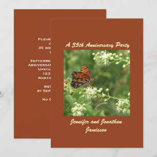 35. Jubiläumsfeier, Name, Orange Butterfly Einladung