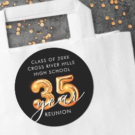 35. Klasse Wiedersehen Black Orange Balloon Number Runder Aufkleber