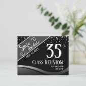 35. Klasse Wiedersehen Elegant schwarz Ankündigungspostkarte (Stehend Vorderseite)