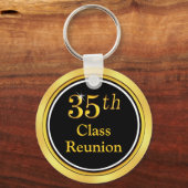 35. Klasse Wiedersehen Geschenke, Schwarz und Gold Schlüsselanhänger (Rückseite)