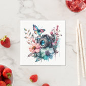 35 mm Kamera inmitten von Blume und Schmetterling Serviette (Beispiel)