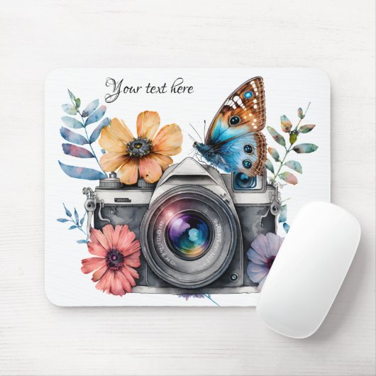 35 mm Kamera mit Blume und Schmetterling Mousepad (Mit Mouse)