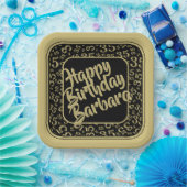 35. Party Random Number Pattern Black/Gold Pappteller (Party)