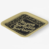 35. Party Random Number Pattern Black/Gold Pappteller (Gewinkelt)