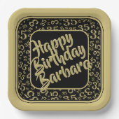 35. Party Random Number Pattern Black/Gold Pappteller (Vorderseite)