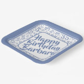 35. Party Random Number Pattern Blau/Weiß Pappteller (Gewinkelt)