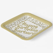 35. Party Random Number Pattern Gold/Weiß Pappteller (Gewinkelt)