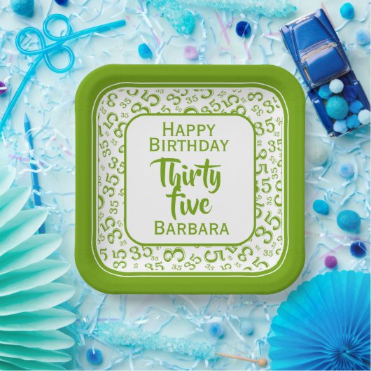 35. Party Random Number Pattern Grün/Weiß Pappteller (Party)