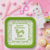 35. Party Random Number Pattern Grün/Weiß Pappteller (Party)