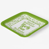 35. Party Random Number Pattern Grün/Weiß Pappteller (Gewinkelt)