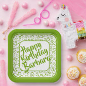 35. Party Random Number Pattern Grün/Weiß Pappteller (Party)