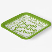 35. Party Random Number Pattern Grün/Weiß Pappteller (Gewinkelt)