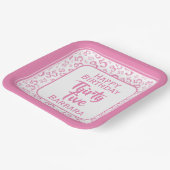 35. Party Random Number Pattern Rosa/Weiß Pappteller (Gewinkelt)