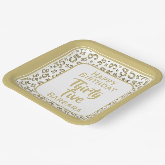 35. Party Random Number Pattern Schwarz/Weiß Pappteller (Gewinkelt)