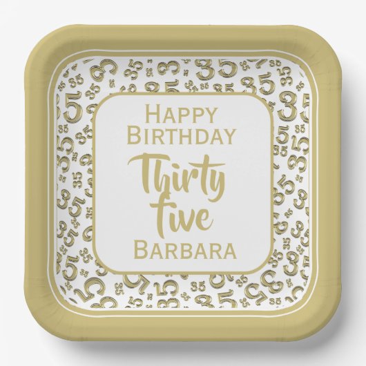 35. Party Random Number Pattern Schwarz/Weiß Pappteller (Vorderseite)