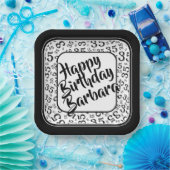 35. Party Random Number Pattern Schwarz/Weiß Pappteller (Party)