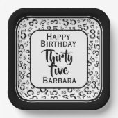 35. Party Random Number Pattern Schwarz/Weiß Pappteller (Vorderseite)