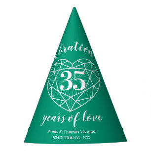 35. smaragdfarbener Hochzeitstag, kundenspezifisch Partyhütchen