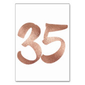 35 Tischnummern Weißes Metallisches Rosengold (Vorderseite)