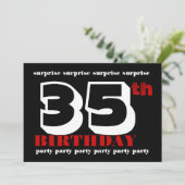 35. ÜBERRASCHUNG Geburtstagspartei Einladung Vorla (Stehend Vorderseite)